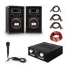 Electronic-Star Easy DJ Set Black, PA systém, PA zosilňovač, 2 x reproduktor, mikrofón, čierny Ampera.SK