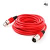 Electronic-Star XLR kábel, červený, 6 m, samec-samica, 4 kusy Ampera.SK