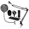 Auna CM001B mikrofónová sada V4, čierna, kondenzátorový mikrofón, mikrofónové rameno, pop filter Ampera.SK