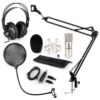 Auna CM001S mikrofónová sada V4 slúchadlá, kondenzátorový mikrofón, USB adaptér, mikrofónové rameno, pop filter Ampera.SK