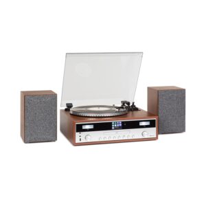 Auna Birmingham, HiFi stereo systém, DAB+/FM, BT funkcia, vinyl, CD, USB, AUX vstup, drevo Ampera.SK