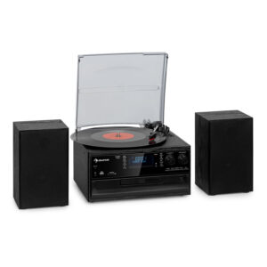 Auna Oakland DAB Plus, retro stereo systém, DAB+/FM, BT funkcia, vinyl, CD prehrávač, kazetový prehrávač. vrátane reproduktorov Ampera.SK