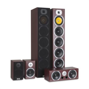 Auna V9B, priestorové (surround) reproduktory, set 5 boxov, 440W RMS, mahagón Ampera.SK