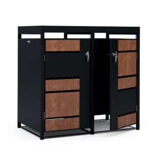 Blumfeldt BinSafe, box na odpadky, 2 odpadkové koše, 240 l, uzamykateľný, pozinkovaná oceľ odolná voči poveternostným vplyvom, výsadbová strecha Ampera.SK