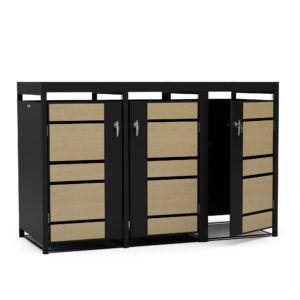 Blumfeldt BinSafe, box na odpadky, 3 odpadkové koše, 240 l, uzamykateľný, pozinkovaná oceľ odolná voči poveternostným vplyvom, výsadbová strecha Ampera.SK