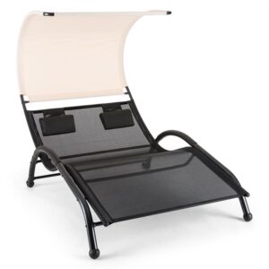 Blumfeldt Dandyland, dvojité ležadlo, 130 x 200 cm, strieška proti slnku, béžové Ampera.SK