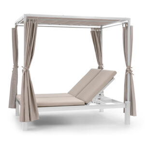 Blumfeldt Eremitage Double Sunbed, lehátko, pre 2 osoby, oceľový rám, slnečná strieška, závesy, krémové Ampera.SK