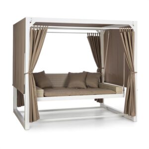 Blumfeldt Eremitage, luxusná záhradná hojdačka, 236 x 180 x 210 cm, biela/hnedosivá Ampera.SK