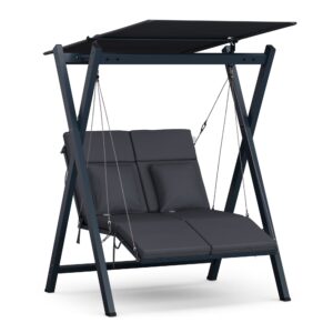 Blumfeldt FlexiSwing, hollywoodska hojdačka, 2-miestna, nastaviteľné operadlo, slnečná strieška, odolná voči poveternostným vplyvom Ampera.SK