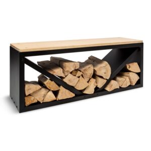 Blumfeldt Kindlewood L Black, stojan na drevo, lavička, 104 × 40 × 35 cm, bambus, zinok Ampera.SK