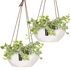 Blumfeldt Laren, závesný kvetináč, Ø 28 cm, Polystone, s prírodnými lanami, súprava 2 kusov Ampera.SK