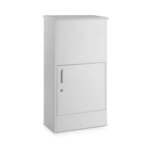 Blumfeldt London White, poštová schránka na balík, oceľ, ukotvenie do zeme, okrúhly zámok Ampera.SK