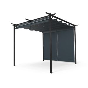 Blumfeldt Pantheon Robust Pergola 3x3 m, práškovo lakovaná oceľ, odolná voči poveternostným vplyvom, s bočnými roletami Ampera.SK