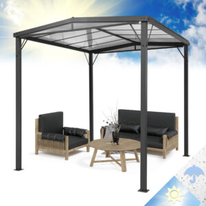 Blumfeldt Pantheon Solid Sky Flat, pergola, prístrešok, 3 x 3 m, polykarbonát, sivá Ampera.SK