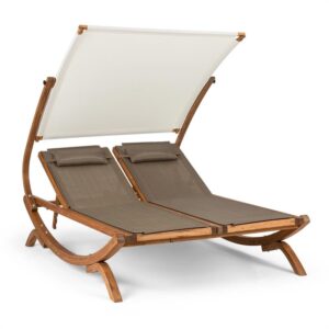 Blumfeldt Sonnendeck, dvojité lehátko, nastaviteľná strieška proti slnku, vankúše, biele Ampera.SK