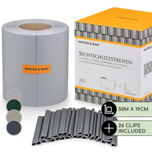 Blumfeldt Tieniace pásy na záhradný plot, PVC, 450 g/m², 50 × 19 cm, spony Ampera.SK