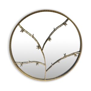 Casa Chic Berkeley Nástenné zrkadlo s kovovým rámom okrúhle Ø 80 cm Dizajn vetiev Ampera.SK