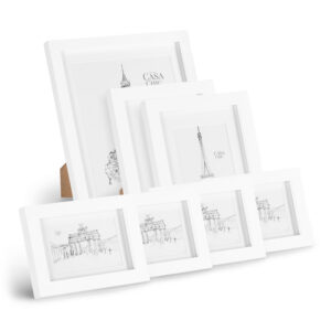 Casa Chic Chalcot, sada 7 obrazových rámov, 3 veľkosti, obdĺžnikový tvar, pasparta, skutočné drevo Ampera.SK