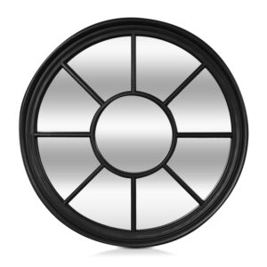 Casa Chic Leeds Nástenné zrkadlo s okrúhlym rámom z pravého dreva Ø 90 cm Ampera.SK