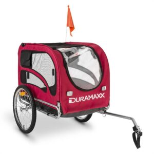 DURAMAXX King Rex, príves na bicykel pre psov, 250 l, 40 kg, oceľové rúry, červený Ampera.SK