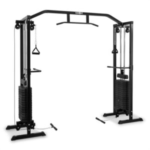KLARFIT Cablefit, posilňovacia veža, premostenie, 2 x 77kg, s dvomi kladkami, oceľ, čierna Ampera.SK