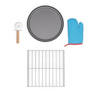 Klarstein 4-dielna súprava príslušenstva PizzaForno, stojan na pizzu a panvica na pizzu, tepelná rukavica a krájač Ampera.SK