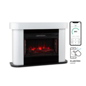 Klarstein Aargau Smart, elektrický krb, 1000/2000 W, LED plameň, 18-27 °C, týždenný časovač, biely Ampera.SK