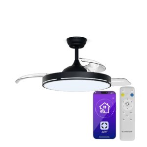 Klarstein AirFold, Inteligentný stropný ventilátor, Zaťahovacie lopatky, Stmievateľné LED svetlo, Smart Ampera.SK