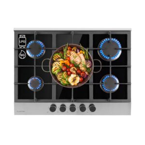 Klarstein Alchemist, plynová varná doska, 5 hliníkových horákov, sklokeramika, čierna Ampera.SK