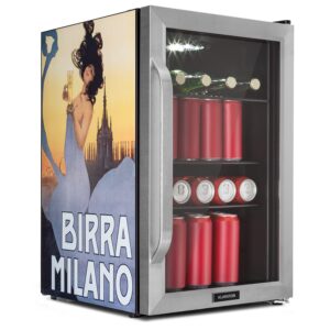 Klarstein Beersafe 70 Birra Milano Edition, chladnička, 70 l, 3 police, panoramatické sklenené dvere, nehrdzavejúca oceľ Ampera.SK