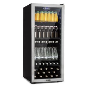 Klarstein Beersafe 7XL, chladnička, 242 l, 5 políc, panoramatické sklenené dvere, nehrdzavejúca oceľ Ampera.SK