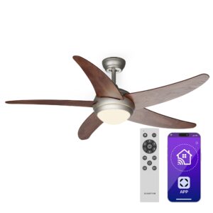 Klarstein Bolero 2 v 1 Smart, stropný ventilátor, Ø 132 cm, svetlo 55 W, diaľkové ovládanie, ovládanie cez aplikáciu, 2 smery chodu Ampera.SK