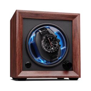 Klarstein Brienz 1, naťahovač hodiniek, 1 hodinky, 4 režimy, drevený vzhľad, modré vnútorné osvetlenie Ampera.SK