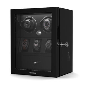 Klarstein ChronoVault naťahovač hodiniek, 2+3 hodinky, vegánsky, vysoký lesk, 4 režimy, motor Mabuchi, LED, zásuvka Ampera.SK