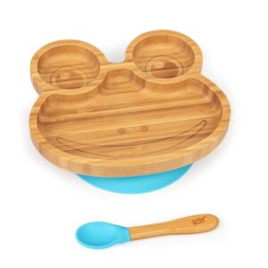 Klarstein Detská jedálenská súprava, bambusový tanier a lyžička, 250 ml, vrátane prísavky, 18 × 18 cm Ampera.SK
