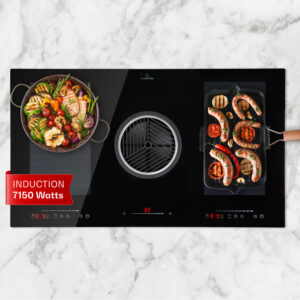 Klarstein Full House Down Air System, indukčná varná doska s odsávaním, 655 m³/h, energet. trieda A Ampera.SK