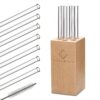 Klarstein Glaswerk Frezzeria, sklenené slamky, 7 kusov, 0,8 x 15 cm (Ø x V), drevený držiak, kefka Ampera.SK