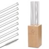Klarstein Glaswerk Salizzada, sklenené slamky, 7 kusov, 0,8 x 20 cm (Ø x V), drevený držiak, kefka Ampera.SK