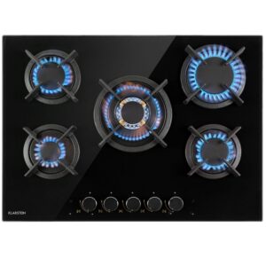 Klarstein Goldflame 5, plynová varná doska, 5 mosadzné horáky, sklokeramika Ampera.SK