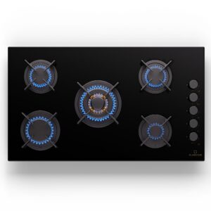 Klarstein Goldflame 5, plynová varná doska, sebestačná, 5 horákov, bočné ovládanie, plyn/propán, sklokeramika, čierna Ampera.SK