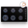 Klarstein Goldflame 6, plynová varná doska, sebestačná, 6 horákov, bočné ovládanie, plyn/propán, sklokeramika, čierna Ampera.SK