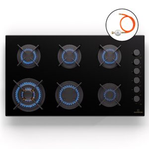 Klarstein Goldflame 6, plynová varná doska, sebestačná, 6 horákov, bočné ovládanie, plyn/propán, sklokeramika, čierna Ampera.SK