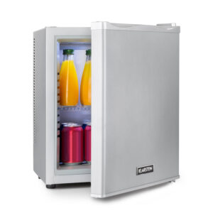 Klarstein Happy Hour 23, minibar, 23 l, 5-15°C, energet. trieda G, tichý, 23 dB, LED svetlo, strieborný Ampera.SK