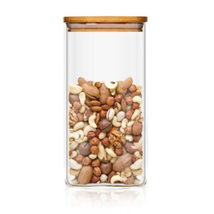 Klarstein Hranatá nádoba na skladovanie potravín s bambusovým vrchnákom, 6 x 20 x 6 cm, 500 ml, vzduchotesná, so silikónovým tesnením Ampera.SK