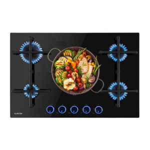 Klarstein Illuminosa 5, plynová varná doska, 5 Sabaf horákov, sklokeramika, čierna Ampera.SK