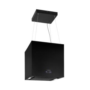 Klarstein Kronleuchter, digestor, 44 cm, ostrovčekový, 596 m³/h, LED panel, A, čierny Ampera.SK