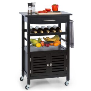 Klarstein Louisiana, servírovací vozík, kuchynský vozík, 5 poschodí, drevený držiak na utierky, mobilný Ampera.SK