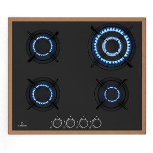 Klarstein Lumiflame plynová varná doska, 4 horáky, medený rám, elektrické zapaľovanie, výkon 8 kW Ampera.SK