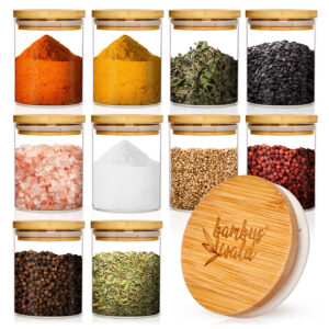 Klarstein Okrúhle poháre, bambusový vrchnák, súprava 10 kusov, každý 150 ml, vzduchotesné Ampera.SK