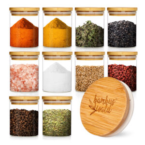 Klarstein Okrúhle poháre, súprava 10 kusov, každý 150 ml, bambusový vrchnák, vzduchotesné Ampera.SK